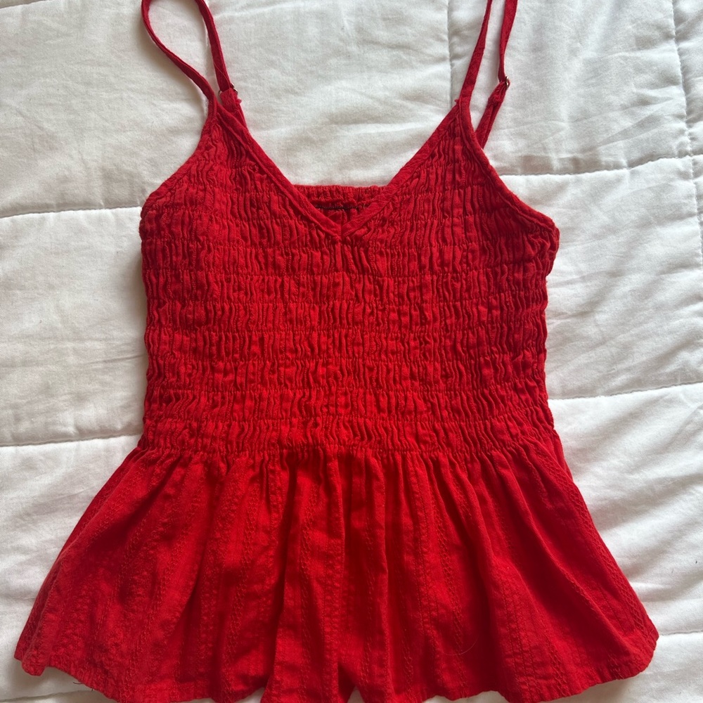 Brandy Melville Red Ruffle Top, never worn